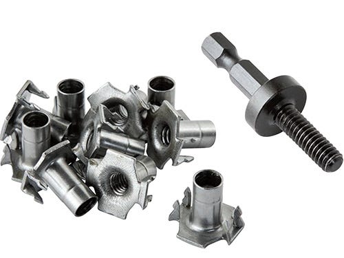 Collection of a riveted t-nuts with installation tool