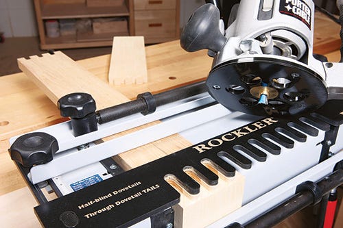 Setting up Rockler dovetail jig to cut halfbind dovetails