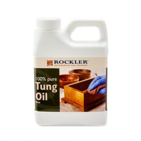 Bottle of Rockler pure tung oil