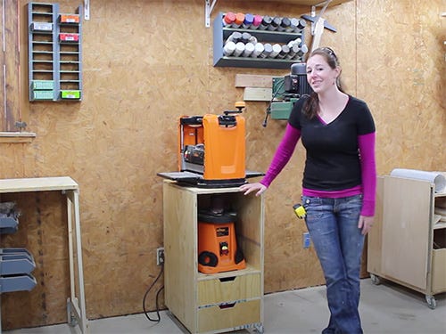 April WIlkerson and her mobile planer cart