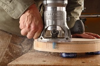 Using router to cut the edge of a stool seat