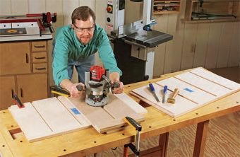 Using a router to cut dadoes in dresser side panel