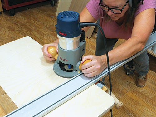 Using a router along a long straightedge