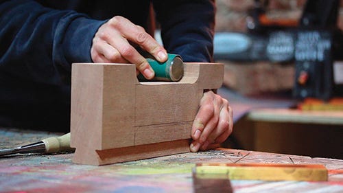 Contour sanding side of workbench leg