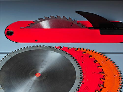 Four saw table saw blades with different uses