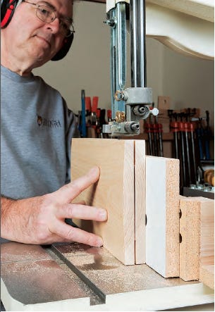 Cutting matched drawer panels with a band saw
