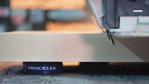 Using a track saw to cut dovetail sockets in workbench top