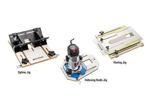 Spline, indexing dado and fluting router jigs