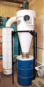 A larger dust collector with plastic bags and a large pleated canister filter provides excellent coverage for your whole workshop and greater filter usage.