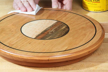 Polishing a lazy susan with an epoxy inlay