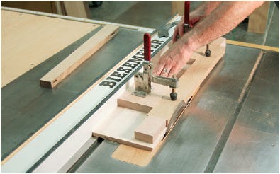 Cutting tapers on a table saw with a shop-made jig