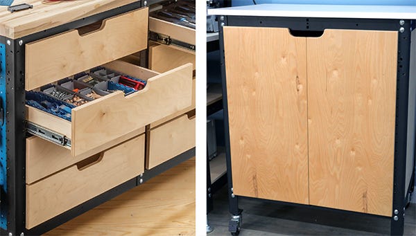 shop stand with drawers and doors