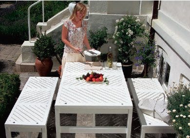 Slatted patio table and bench project