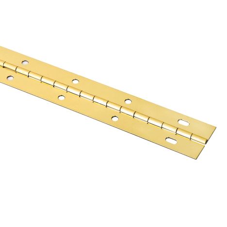 Slotted brass piano hinge with brass finish