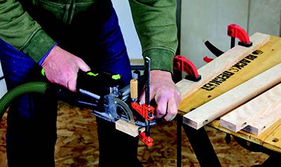 Festool Domino tool cutting slots for stile joinery