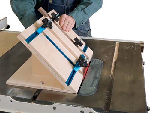 Table saw miter cutting jig with t-track