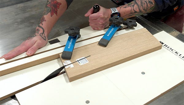 taper cutting with table saw and Rockler taper cut jig