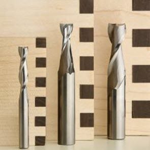 Three spiral cutting router bits