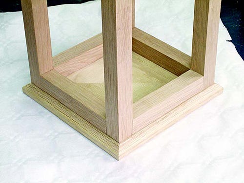 45-degree corner cuts made with a miter cutting sled