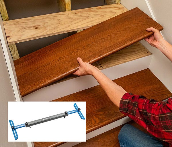 installing a new wood stair tread