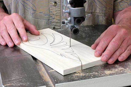 Making fine cuts around a design with a band saw blade