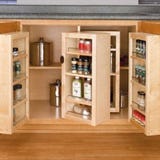Example of a pantry cabinet with multiple swinging shelving units