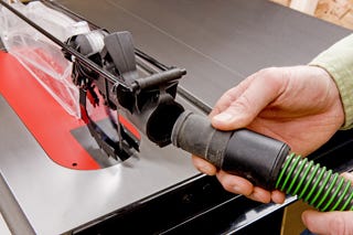 Setting up a dust collection hood on a sawstop table saw