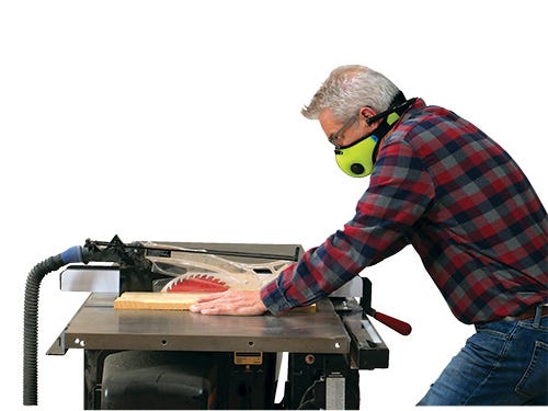 Using a table saw with the proper safety equipment