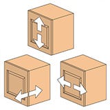 Diagram of three ways of mounting a cabinet door