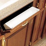 Tip out tray storage for false front drawers