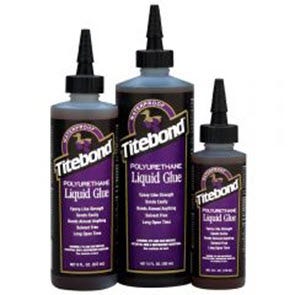Bottles of titebond polyurethane liquid glue
