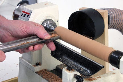 Using roughing gouge to turn a cylinder