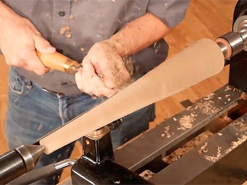 Using a lathe to create tapered cabinet legs