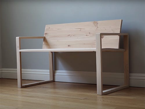 Children's sitting bench made from two 2x4s