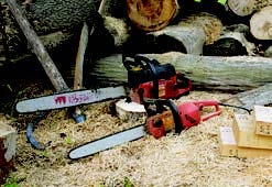 Chainsaws used for cutting bowl blanks from logs