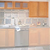 Example of kitchen cabinets elevated above counter