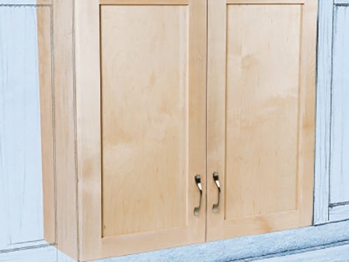 Drawing of a upper cabinet installed in a kitchen