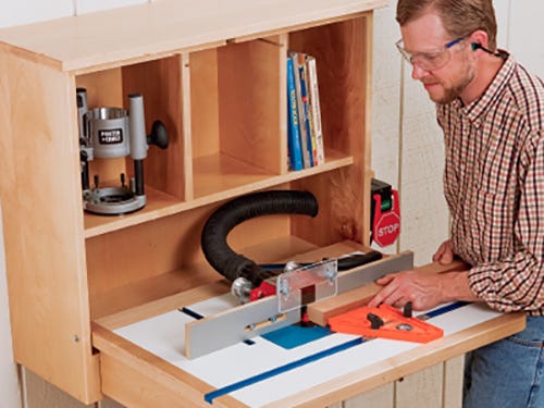 Space saving fold-up router table