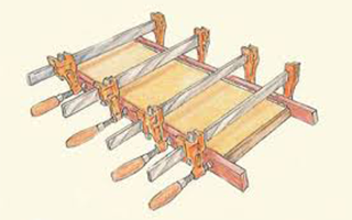 graphic of clamped glue up
