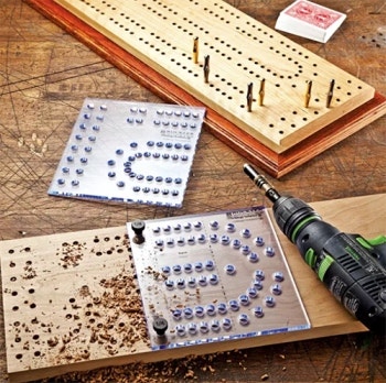 Extra large cribbage board drilling layout template