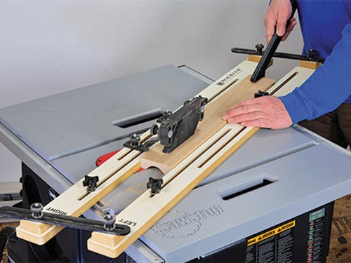Cutting a cover in lumber using a jig and table saw