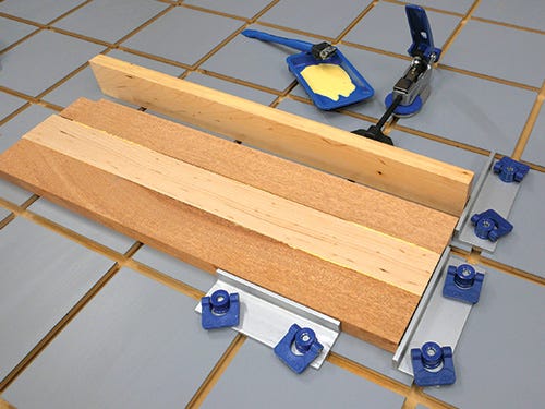 Example of clamping up several boards to create a panel
