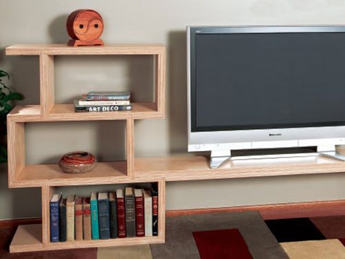 Entertainment center with stackable shelving