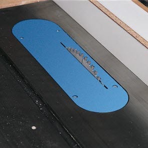 Zero clearance throat plate insert for table saw
