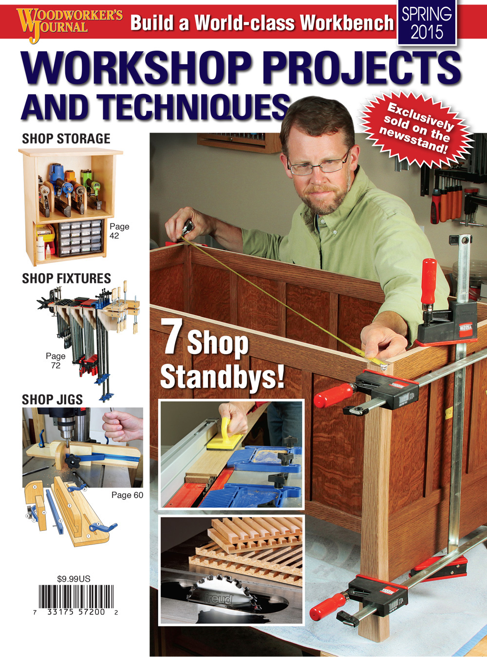 Where does a woodworker most like spending time? In the workshop, of course! We've gathered together a wealth of projects and techniques to make your time there even more rewarding. You'll find a guide to the tools to add to your first collection, plus kudos to standbys that our editor has come to rely on after decades of shop time. We provide you with a plan for an heirloom quality European Workbench, as well as instructions for a quick, practical, easy-to-make All-Purpose Shop Table. The best methods for Keeping Your Shop Cool, the tips found in Pointers for Making Panels and a tutorial on how to Avoid Tearout, Read the Grain are all news-you-can-use for woodworkers of any level. You'll also find practical storage options like Clamp Racks